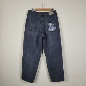 Vintage Iceberg History Jeans Mens 31 Black Denim Pepe Le Pew Baggy 90s Hip Hop